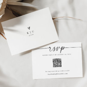 Einfache moderne Hochzeit QR-Code Herz RSVP-Karte RSVP Karte