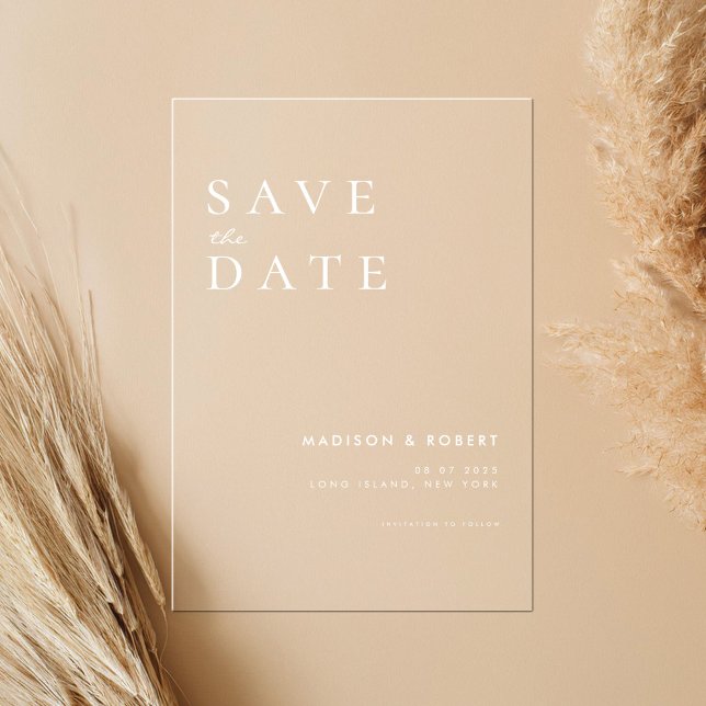 Einfache moderne Hochzeit rettet das Datum Acryleinladungen (Von Creator hochgeladen)