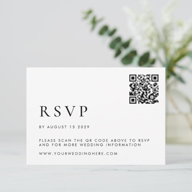 Einfache moderne Hochzeit RSVP Karte (Stehend Vorderseite)