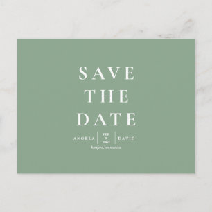 Einfache moderne Hochzeit Sage Save-the-Date-Karte Postkarte