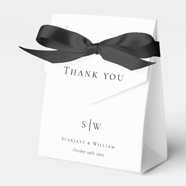 Einfache moderne Hochzeit Vielen Dank Monogram Fev Geschenkschachtel (Vorderseite)
