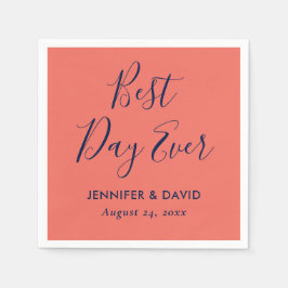 Einfache moderne Hochzeit von Navy Blue und Korall Serviette