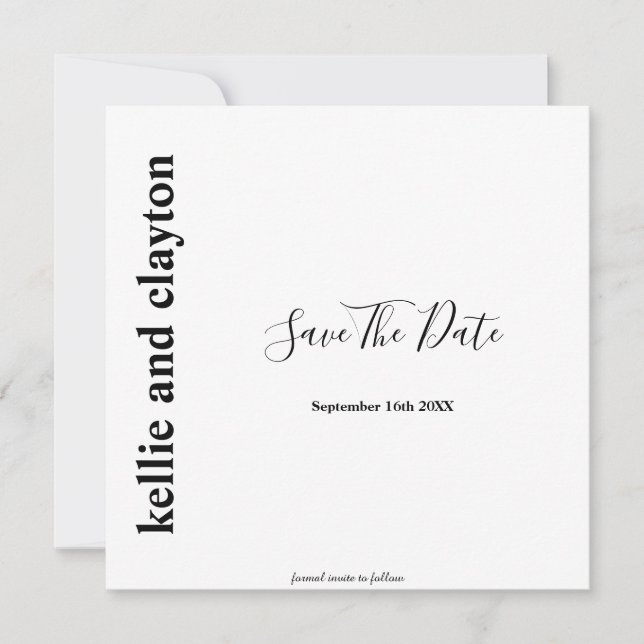 Einfache moderne Hochzeiten sichern das Datum Save The Date (Vorderseite)