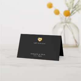 Einfache moderne Hochzeitgoldenherz-Platzkarte Platzkarte