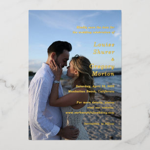 Einfache moderne Hochzeits-Save-the-Date-Foto Folieneinladung