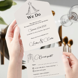 Einfache Moderne Hochzeitssilhouette Kollektion All In One Einladung