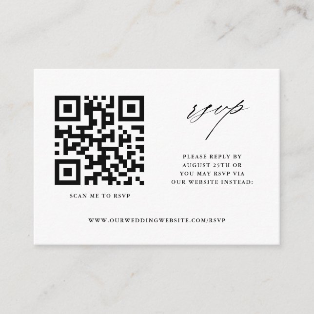 Einfache moderne Hochzeitwebseite UAWG mit QR-Code Begleitkarte (Vorderseite)
