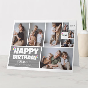 Einfache moderne Holz Geburtstag Stilvolle FotoCol Karte