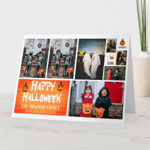 Einfache moderne Holz gruselige Halloween-Fotocoll Karte