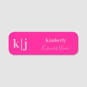 Einfache, moderne, Hot-Pink-Monogramm-Mitarbeiter Namensschild