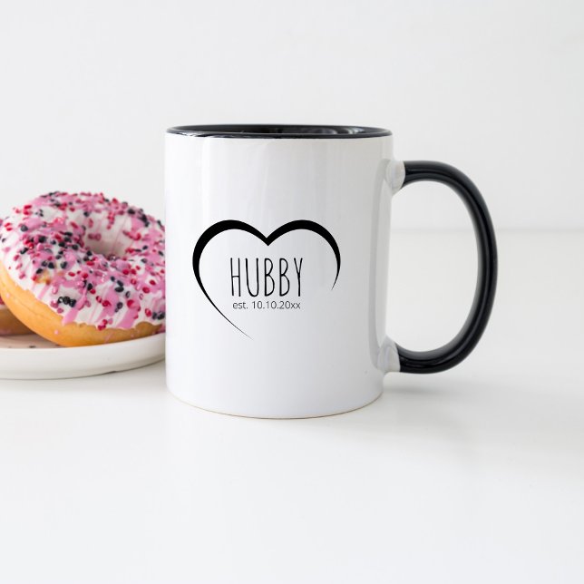 Einfache, moderne Hubby etablierte Datums-Hochzeit Tasse (Von Creator hochgeladen)