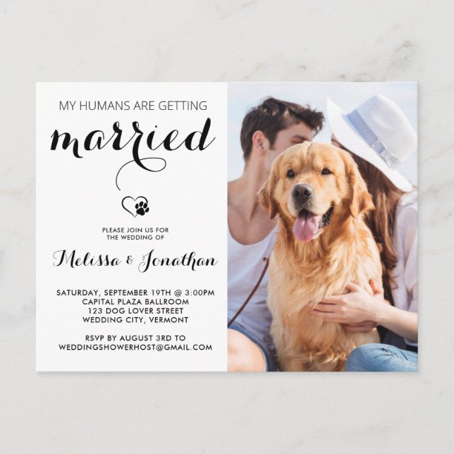Einfache moderne Hunde-Foto Personalisierte Hausti Einladungspostkarte (Vorderseite)