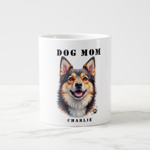Einfache moderne Hundemutter-Hundename- und Foto-A Jumbo-Tasse