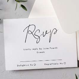 Einfache moderne Individuelle Name Schwarz-weiß Ho RSVP Karte