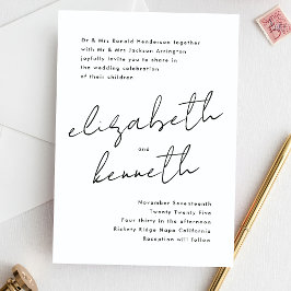 Einfache moderne Individuelle Namen Tuxedo White W Einladung