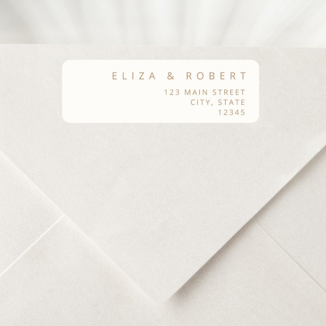 Einfache moderne Ivory Tan Wedding Rücksendeadress (Von Creator hochgeladen)