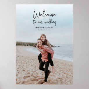 Einfache moderne Kalligrafie Foto Hochzeitsbegrüßu Poster