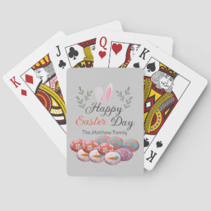 einfache moderne Kalligrafie Happy Oaster Familie Spielkarten