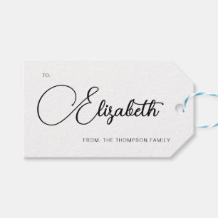 Einfache moderne Kalligrafie Name Weihnachten Geschenkanhänger