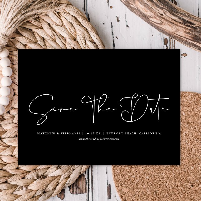 Einfache moderne Kalligrafie ohne Foto Save the Da Einladung (Von Creator hochgeladen)