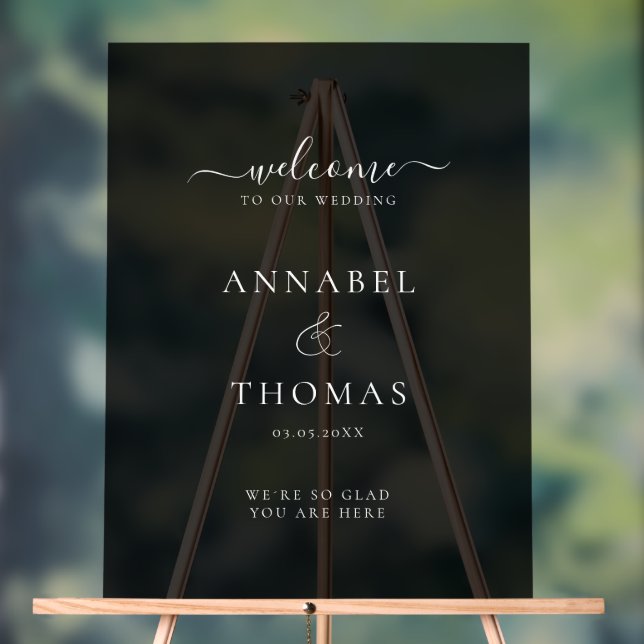 Einfache moderne Kalligrafie "Welcome" Hochzeit Acrylschild (Neutral)