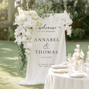 Einfache moderne Kalligrafie "Welcome" Hochzeit Banner