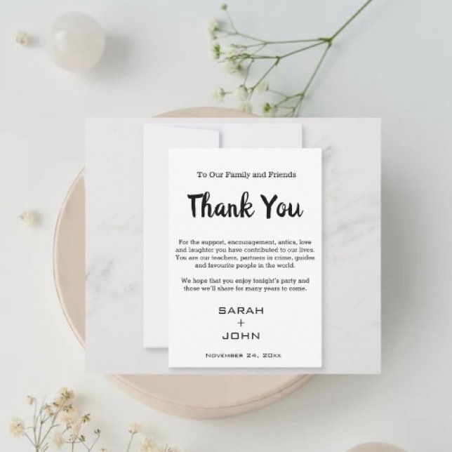 Einfache moderne Kalligraphie Dankeschön Karte (Simple Elegant Wedding Thank You Card )