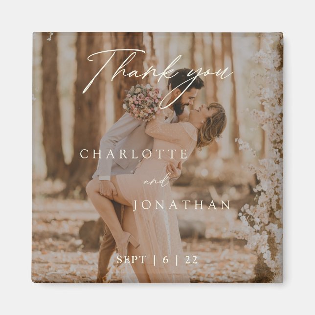 Einfache moderne Kalligraphie-Foto-Gastgeschenke H Magnet (Vorne)