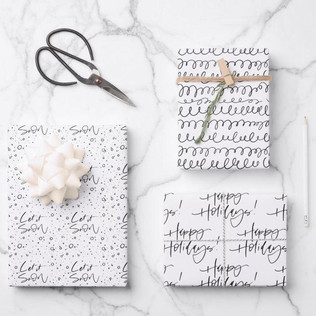 Einfache moderne Kalligraphie - Holiday Wrapping S Geschenkpapier Set (Vorderseite)