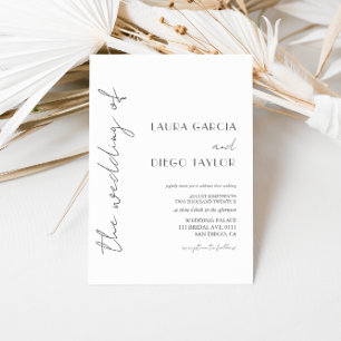 Einfache moderne kalligraphische Hochzeit Einladung