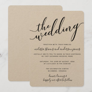 Einfache, moderne kalligraphische Hochzeitseinladu Einladung