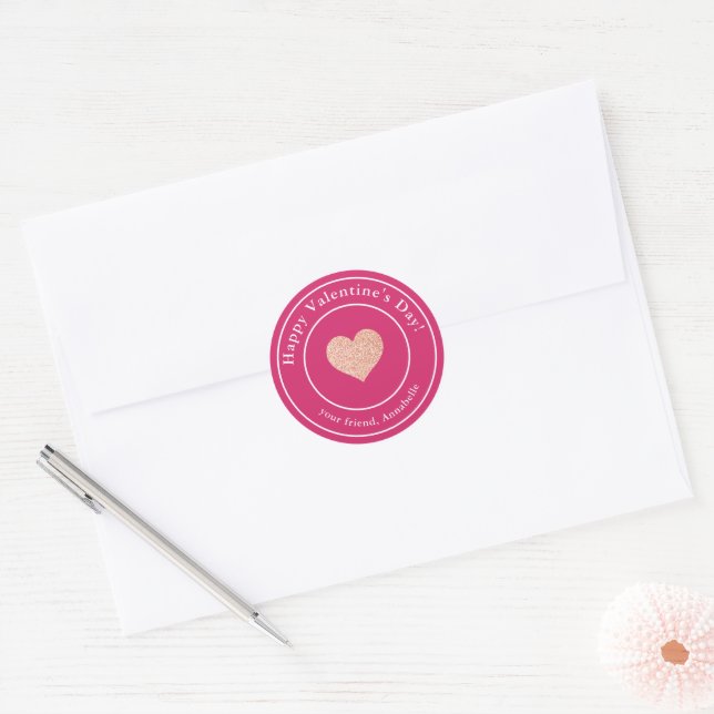 Einfache moderne Kinder-Klassenzimmer Valentine Runder Aufkleber (Umschlag)