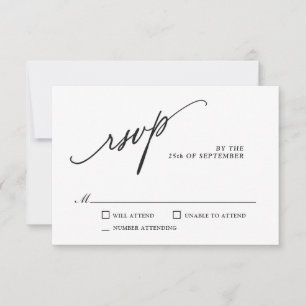 Einfache moderne klassische Hochzeit RSVP Karte