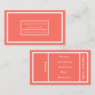 Einfache moderne Koralle Visitenkarte