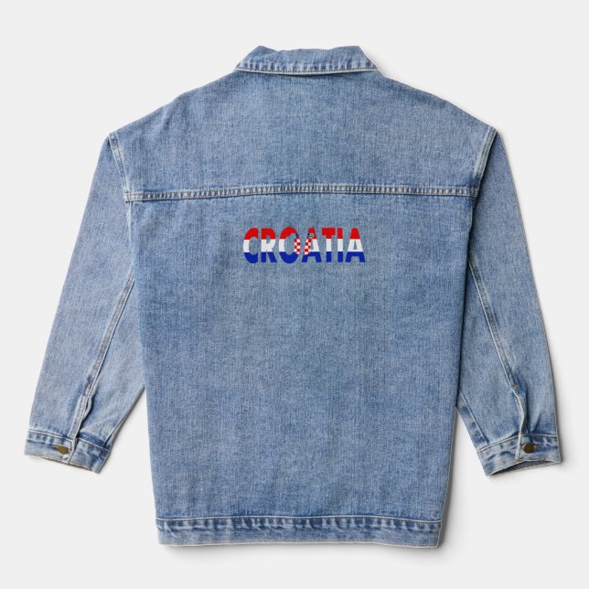Einfache moderne kroatische Flagge Bekleidung Souv Jeansjacke (Rückseite)