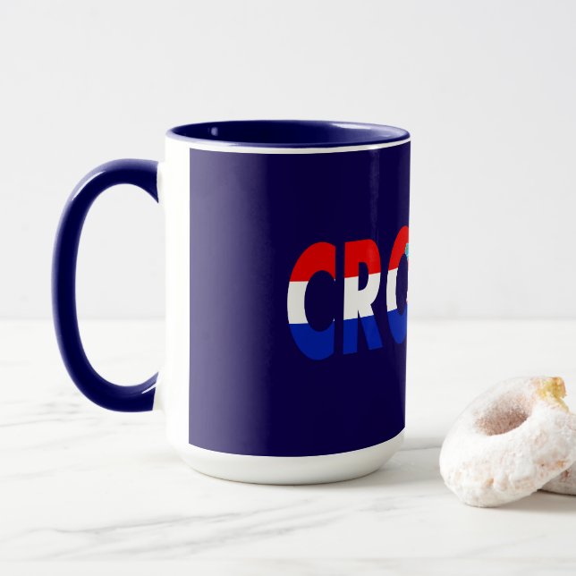 Einfache moderne kroatische Flagge Bekleidung Souv Tasse (Mit Donut)