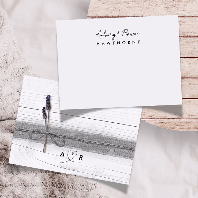 Einfache moderne kuppelrustikale Lavendel Hochzeit Mitteilungskarte (Von Creator hochgeladen)