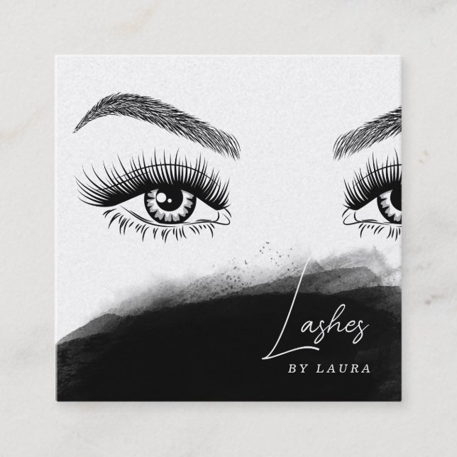 Einfache moderne Lashes Augen und Brows Handgezeic Quadratische Visitenkarte (Vorderseite)