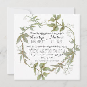 Einfache moderne Laurel Leaf Wreath Babys Atem Einladung