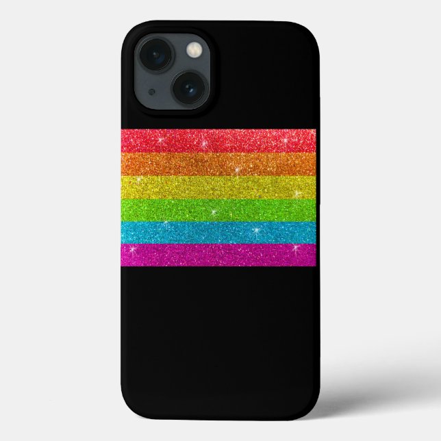 Einfache moderne LGBTQIA Gay Pride Rainbow Glitzer Case-Mate iPhone Hülle (Rückseite)