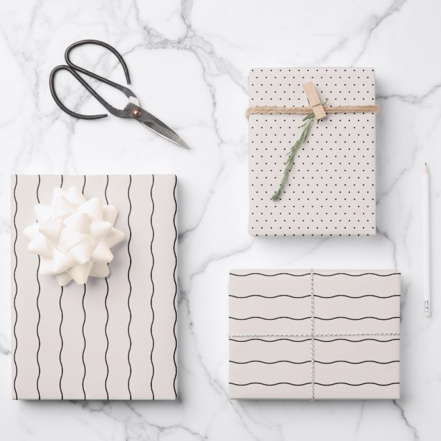 Einfache, moderne Linienführung und Urlaubsort Geschenkpapier Set (Vorderseite)