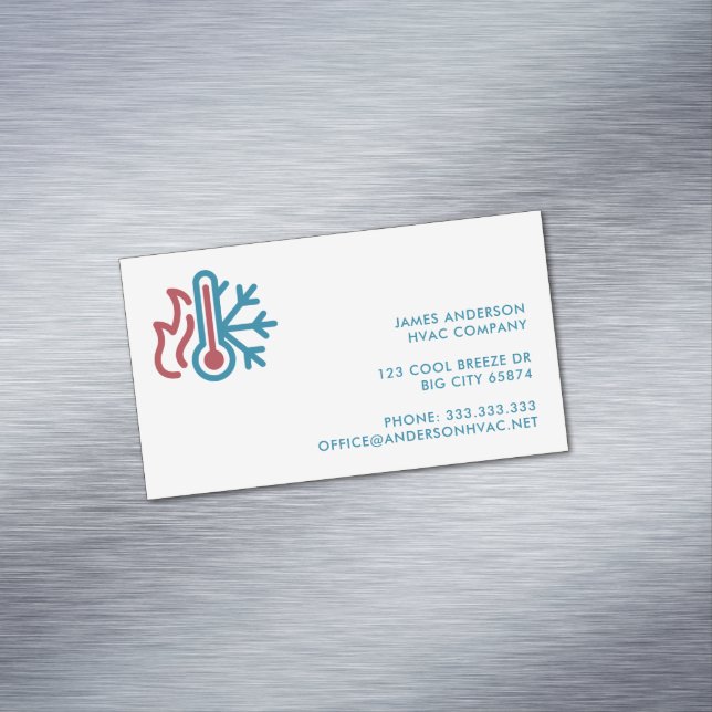 Einfache, moderne Logo AC-Heizung Beruflich HVAC Magnetische Visitenkarte (Beispiel)