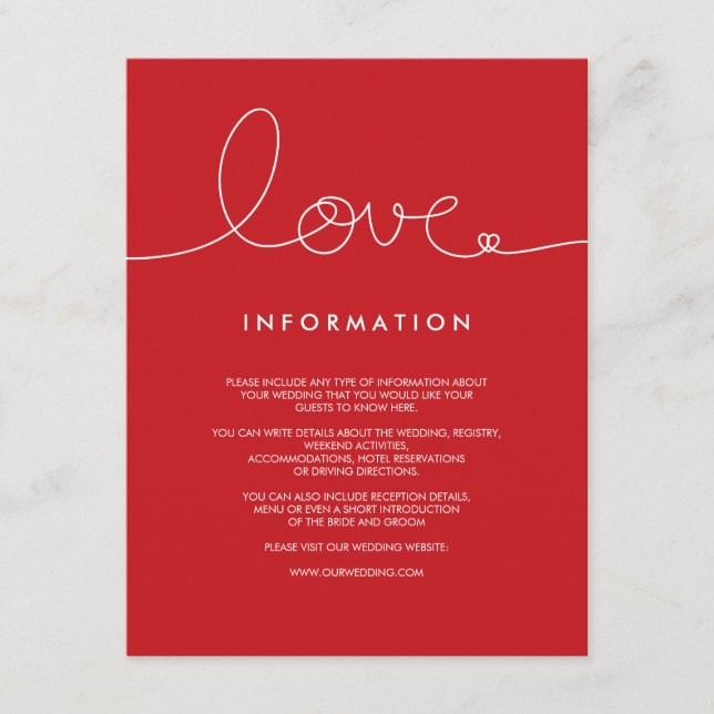 Einfache moderne Loopy Liebe Herz Hochzeitkarte Begleitkarte (Vorderseite)