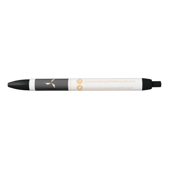 Einfache moderne Luxus-White & Gold-Logos Kugelschreiber (Vorderseite)