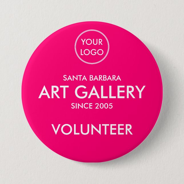 Einfache, moderne Magenta Add-Logo-Auktion Freiwil Button (Vorderseite)