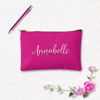 Einfache moderne Magenta Rosa Hochzeit nach Maß Zubehörtasche
