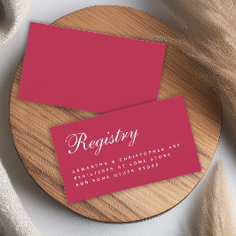 Einfache moderne Magenta Wedding Registry Kalligra Begleitkarte