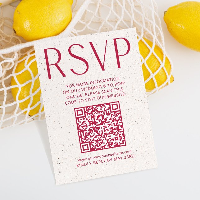 Einfache moderne Magenta Wedding RSVP Online QR Co Karte (Von Creator hochgeladen)