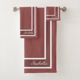 Einfache moderne Marsala Badhandtuch Set