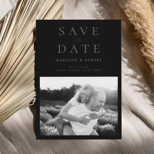 Einfache moderne Matte Black Foto Hochzeit Save The Date